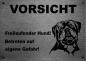 Preview: Edelstahl Warnschild Rottweiler VORSICHT Freilaufender Hund! Betreten auf eigene Gefahr!